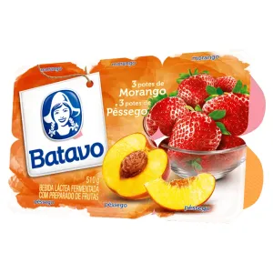 BEBIDA LACTEA BATAVO MORANGO PESSEGO BANDEJA 540G