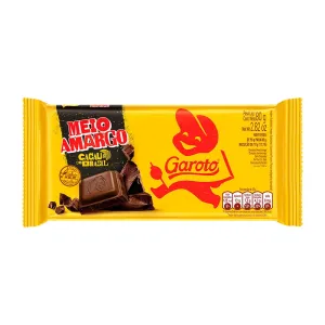 BARRA DE CHOCOLATE GAROTO MEIO AMARGO 80GR