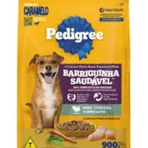 RACAO CAES PEDIGREE RACAS PEQUENAS BARRIGUINHA SAUDAVEL PERU CENOURA E ESPINAFRE 900G