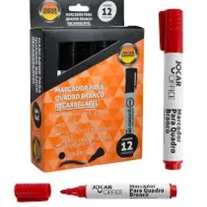 MARCADOR P/ QUADRO BRANCO JOCAR OFFICE VERMELHO RECARREGAVEL