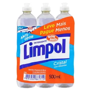 KIT DETERGENTE LIQUIDO LIMPOL CRISTAL GLICERINA C/6 500ML