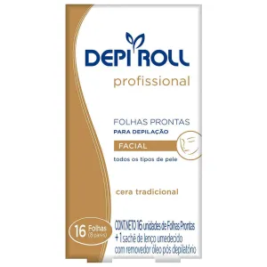 FOLHAS PRONTAS DEPILACAO FACIAL DEPIROLL TRADICIONAL C/16