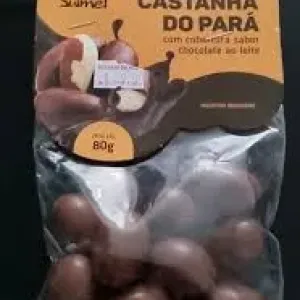 CASTANHA DO PARA C/COBERTURA CHOCOLATE AO LEITE SULMEL 80GR