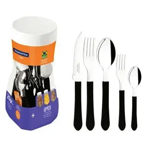 FAQUEIRO TRAMONTINA LEME PRETO INOX 20PC