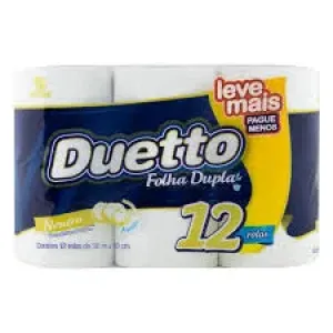 PAPEL HIGIENICO DUETTO NEUTRO FOLHA DUPLA 30MX10CM C/12