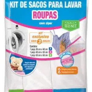 SACO PARA LAVAR ROUPAS C/ZIPER BRANCO HIPERTEXTIL 40CM X 50CM
