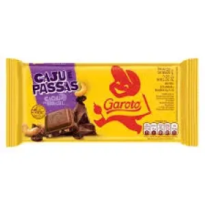 BARRA DE CHOCOLATE GAROTO CAJU E PASSAS 80GR