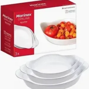 ASSADEIRA OPALINE MARINEX OVAL BRANCA PEQUENA 600ML