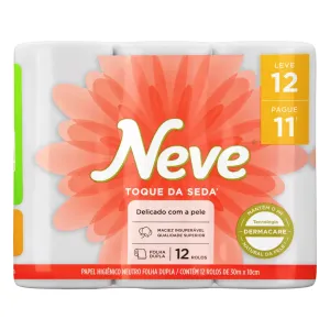 PAPEL HIGIENICO NEVE NEUTRO FOLHA DUPLA C/12 ROLOS 30 X 10