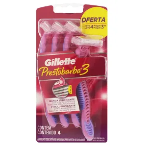 APARELHO PRESTOBARBA 3 GILLETTE COM LUBRIFICANTE C/4