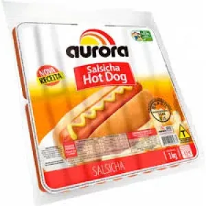 SALSICHA SUINO AURORA C/ CORANTE HOT DOG RESFRIADA 3KG