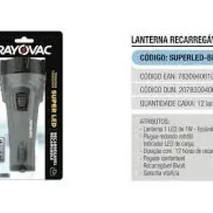 LANTERNA RAYOVAC SUPERLED INTERIORES RECARREGAVEL