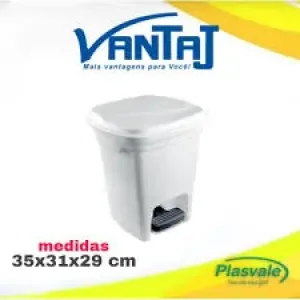 LIXEIRA PLASTICO PLASVALE C/PEDAL BRANCO 15L