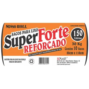SACO LIXO SUPER FORTE NOSSO ROLL C/10 150L