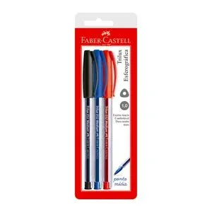 CANETA FABER CASTELL TRILUX ESFEROGRAFICA C/3