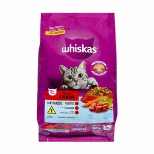 RACAO GATOS WHISKAS GATOS CARNE CASTRADOS  900G