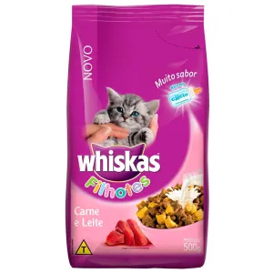 RACAO GATOS WHISKAS FILHOTES CARNE/LEITE 500G