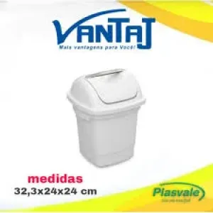 LIXEIRA PLASTICA PLASVALE BRANCO 10L