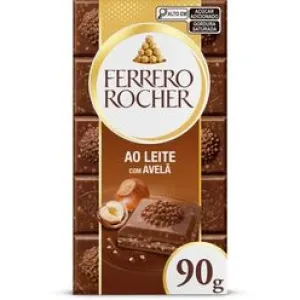 BARRA DE CHOCOLATE FERRERO ROCHER AO LEITE C/ AVELA 90GR