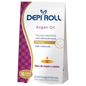 FOLHAS PRONTAS DEPILACAO FACIAL DEPIROLL ARGAN OIL C/16