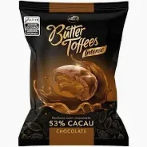 BALA ARCOR BUTTER TOFFEES RECHEIO C/CHOCOLATE 53% CACAU E MENTAS 90GR
