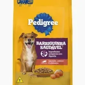 RACAO CAES PEDIGREE RACAS PEQUENAS BARRIGUINHA SAUDAVEL SALMAO ARROZ E LINHACA 900G