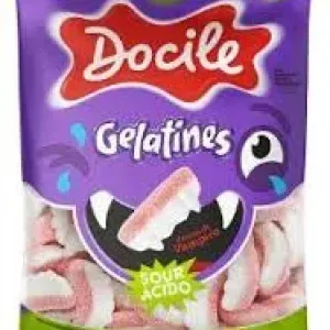 BALA DOCILE GELATINES DENTES DE VAMPIRO CITRICOS 80GR