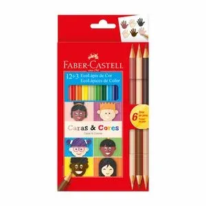 LAPIS DE COR FABER CASTELL CARAS E CORES C/12+3
