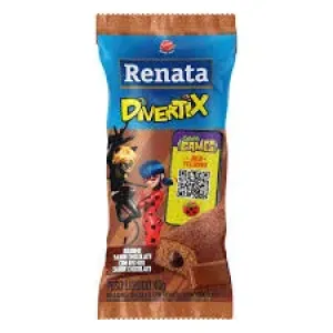 BOLINHO RENATA DIVERTIX CHOCOLATE C/ RECHEIO SABOR CHOCOLATE 40GR