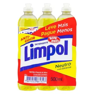 KIT DETERGENTE LIQUIDO LIMPOL NEUTRO C/GLICERINA C/6 500ML