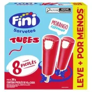 PICOLE NESTLE FINI TUBES MORANGO AZEDINHO C/8
