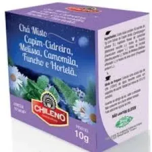 CHA CHILENO CAPIM CIDREIRA CAMOMILA MELISSA HORTELA FUNCHO 10GR