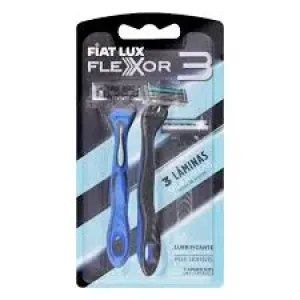 APARELHO DE BARBEAR FIAT LUX FLEXOR 3 PELE SENSIVEL AZUL C/2
