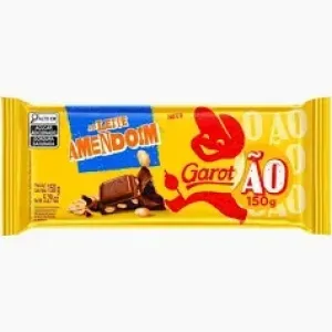BARRA DE CHOCOLATE GAROTAO AO LEITE C/ AMENDOIM 150GR