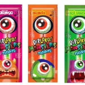 PIRULITO DIPLOKO MONSTER NEON BRILHA NO ESCURO LARANJA 10G