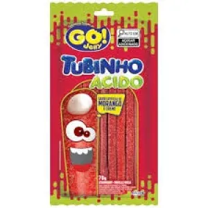 BALA GO JELLY TUBINHO MORANGO ACIDO 70GR
