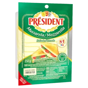 QUEIJO MUSSARELA PRESIDENT FATIADO 150GR