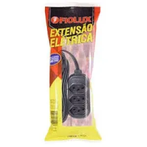 EXTENSAO ELETRICA FIOLUX CONECT 3M 3ENTRADA PRETA
