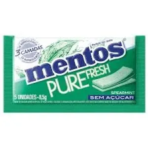 GOMA DE MASCAR MENTOS PURE FRESH 3 SPEARMINT VERDE SACHE 8.5G C/5