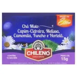 CHA CHILENO MISTO CAPIM CIDREIRA MELISSA CAMOMILA 15GR