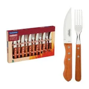 JOGO TALHERES TRAMONTINA CHURRASCO JUMBO PRETO C/12 PCS REF 23498/460