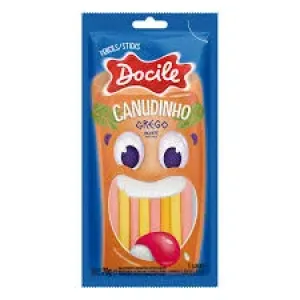 BALA DOCILE CANUDINHO GREGO MORANGO BANANA FRUTAS 70GR