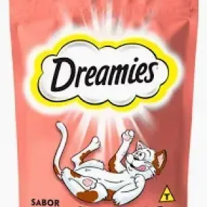 PETISCO P/ GATO DREAMIES SABOR SALMAO IRRESISTIVEL 80G