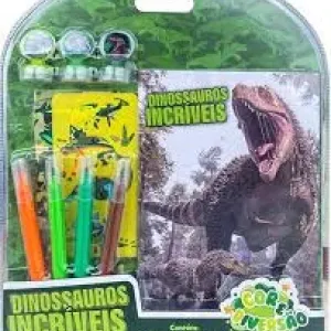 LIVRO MEU KIT DE ATIVIDADES DINOSSAUROS INCRIVEIS C/CANETINHA E CARIMBO