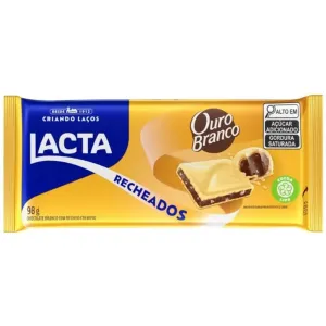 BARRA DE CHOCOLATE LACTA BRANCO C/ RECHEIO DE OURO BRANCO 98GR