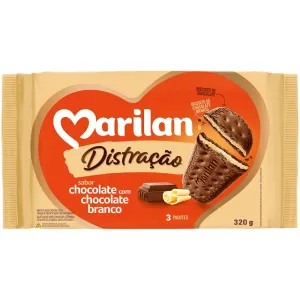 BISCOITO MARILAN DISTRACAO CHOCOLATE E CHOCOLATE BRANCO 280GR